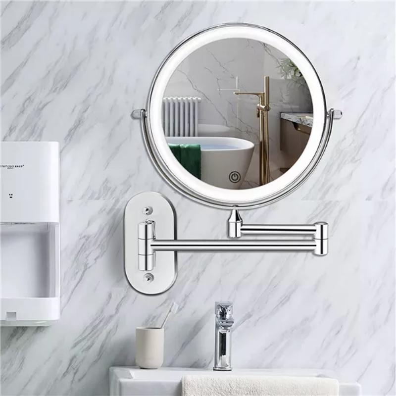 Chrome silver Rechargeable LED magnifying mirror lamp
