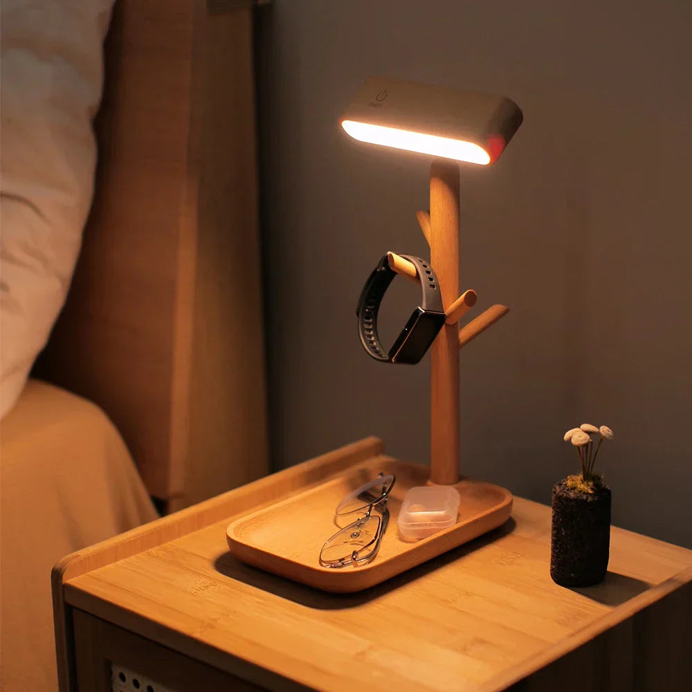 Elegante LED-Tischlampe mit Stauraum