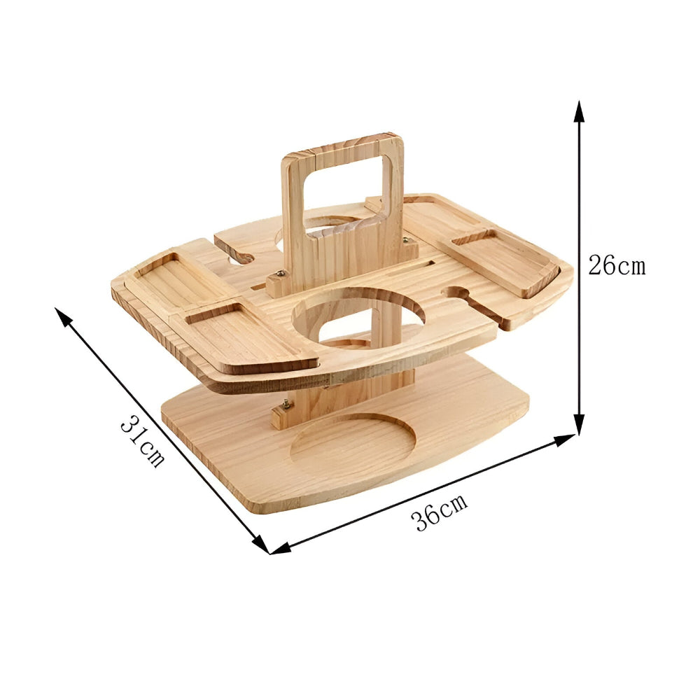 Mesa de picnic plegable de madera con soporte para vino