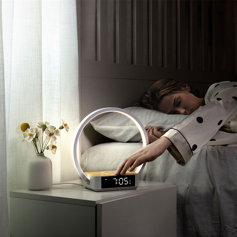 Lunacube | LED Alarm Clock Table Lamp with Wireless Charger 2