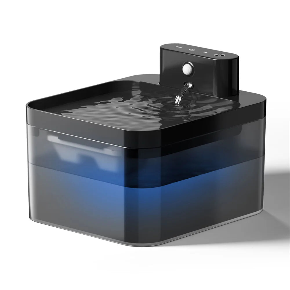 Fuente de agua para gatos activada por movimiento con sistema de filtración silencioso