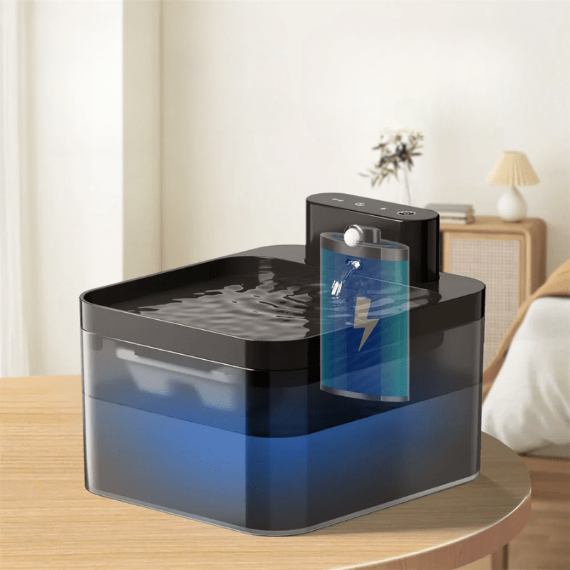 Fuente de agua para gatos activada por movimiento con sistema de filtración silencioso