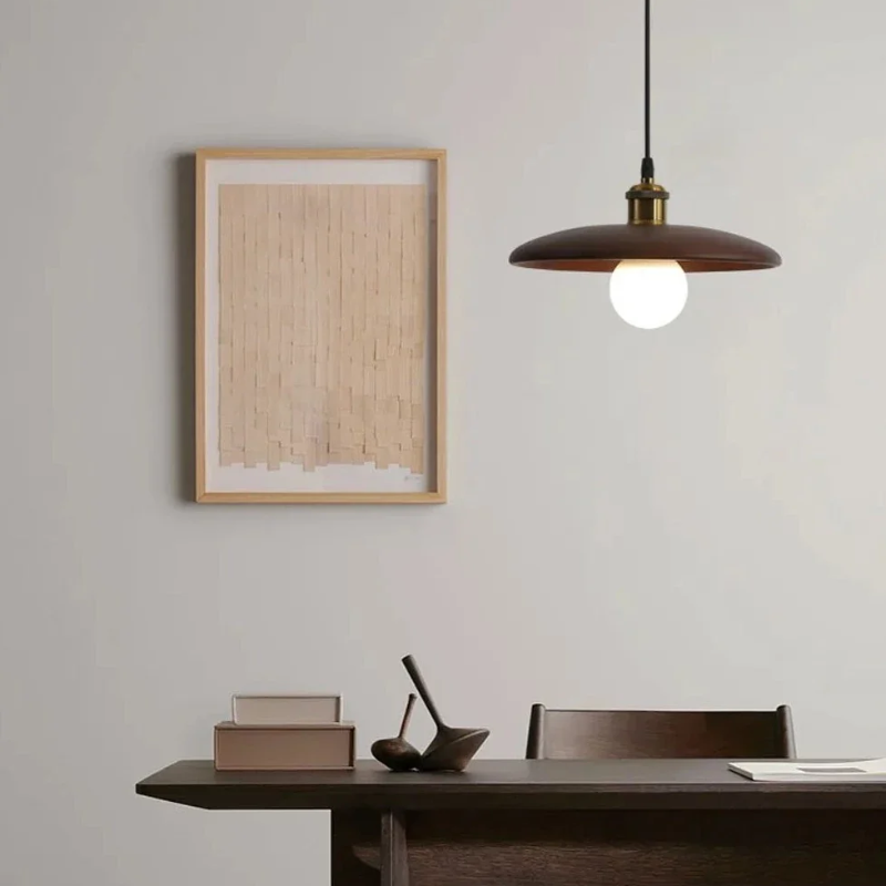Lámpara colgante LED de madera minimalista nórdica