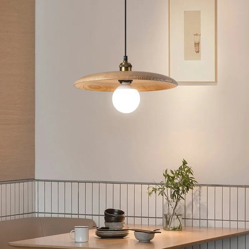 Lámpara colgante LED de madera minimalista nórdica