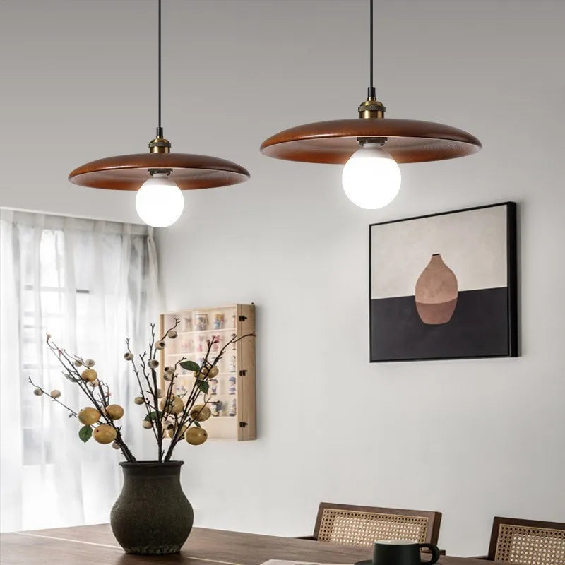Lámpara colgante LED de madera minimalista nórdica
