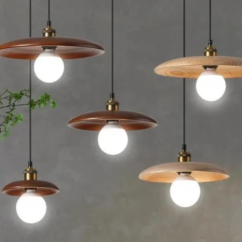 Lámpara colgante LED de madera minimalista nórdica