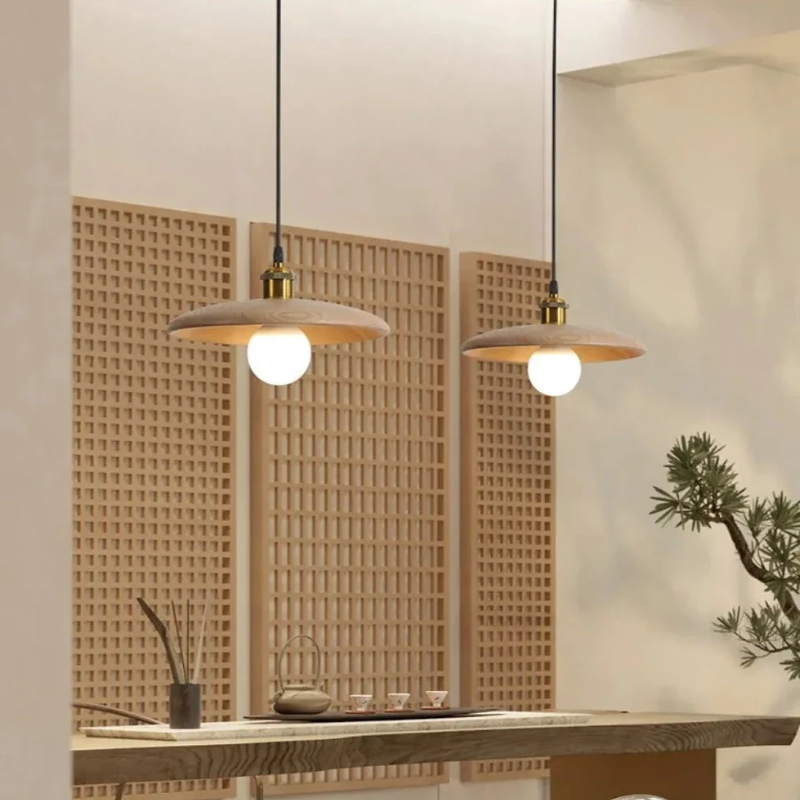 Lámpara colgante LED de madera minimalista nórdica