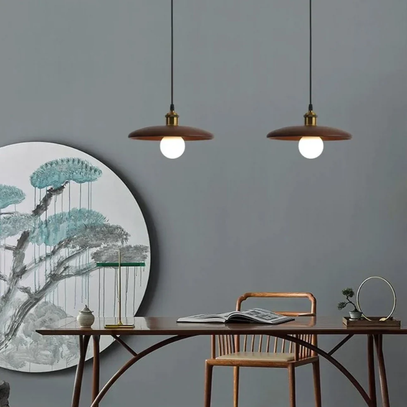 Lámpara colgante LED de madera minimalista nórdica