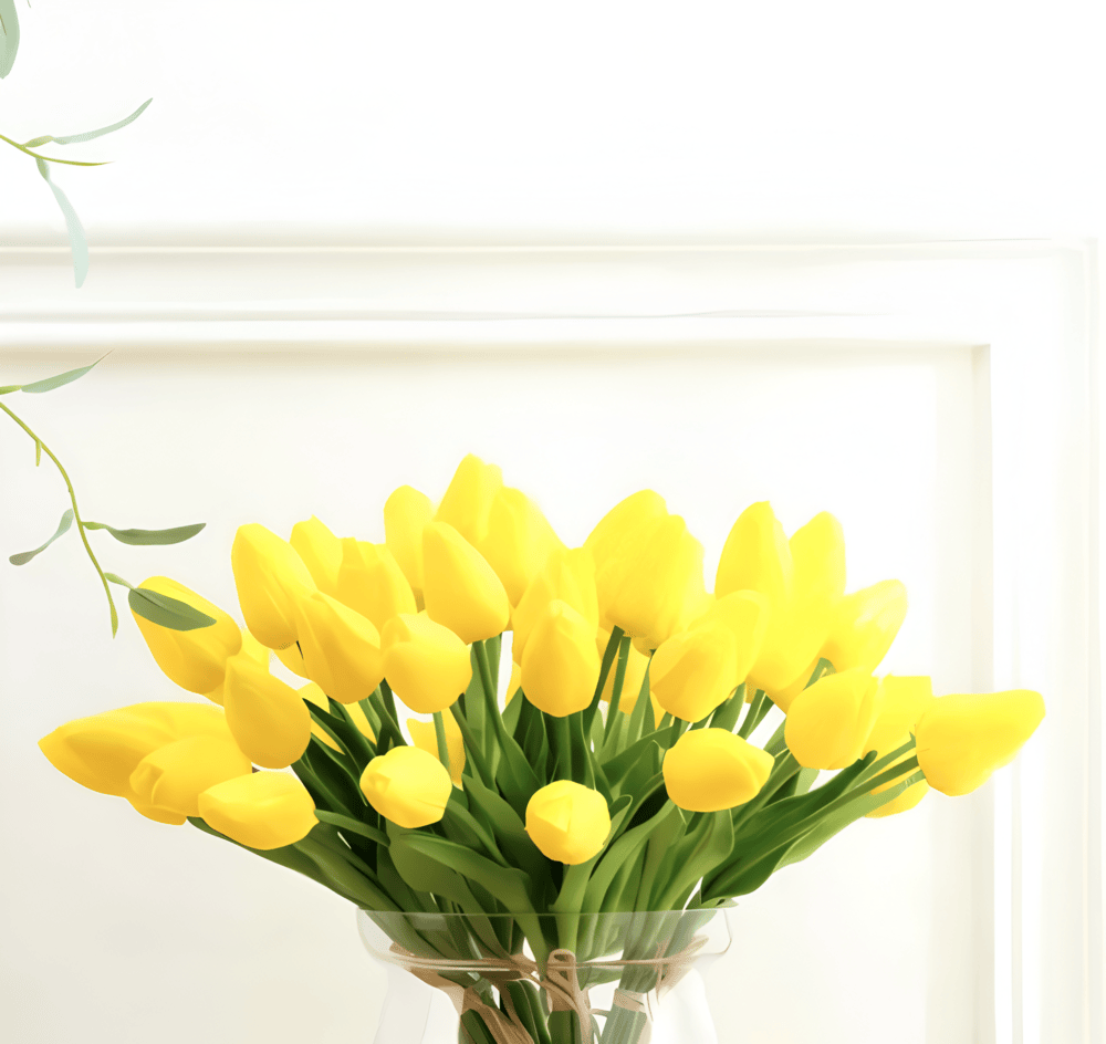 Conjunto de ramo de tulipanes artificiales realistas