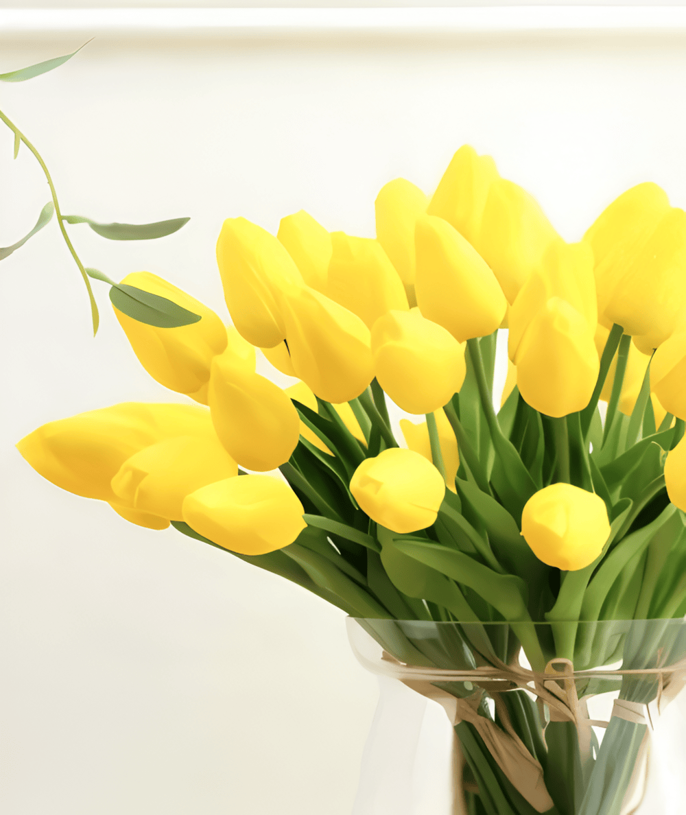 Conjunto de ramo de tulipanes artificiales realistas