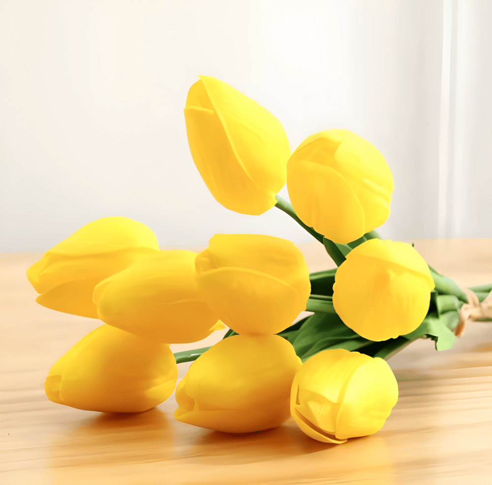 Conjunto de ramo de tulipanes artificiales realistas