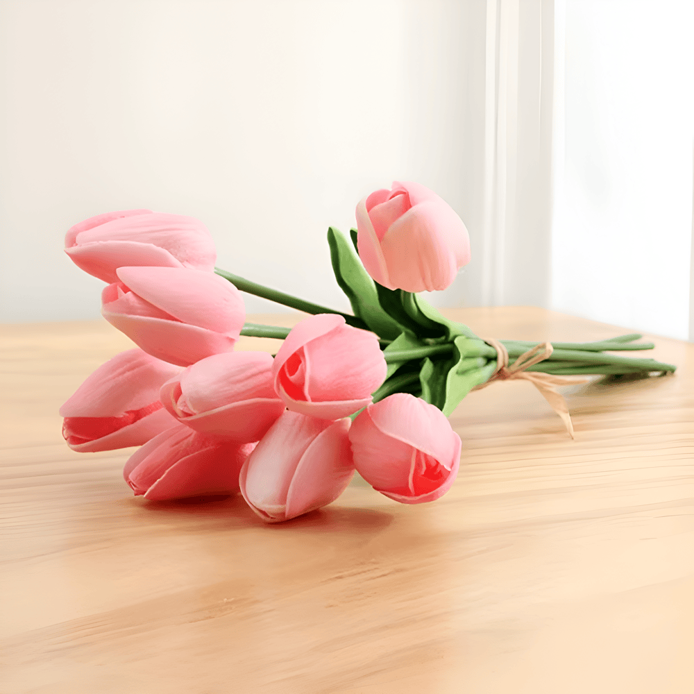 Conjunto de ramo de tulipanes artificiales realistas