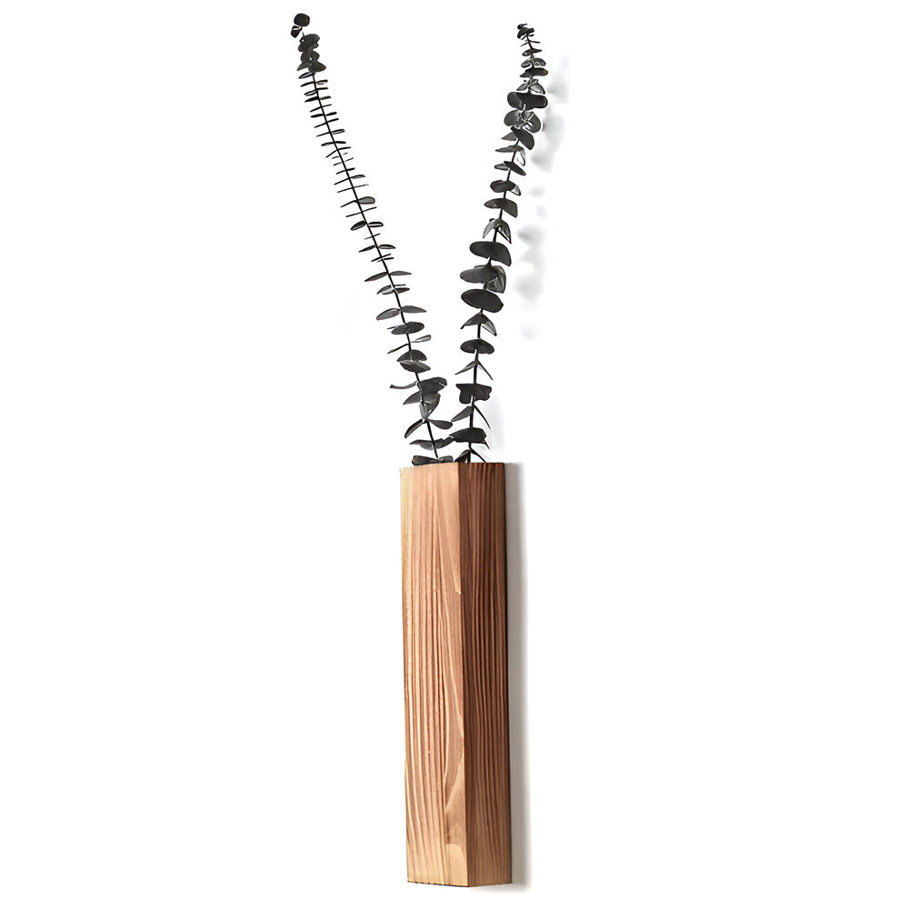 Jarrón de Pared de Madera Rectangular para Plantas Pequeñas y Flores Secas
