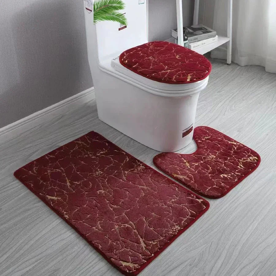 Luxury gold anti-slip toilet Mat Set