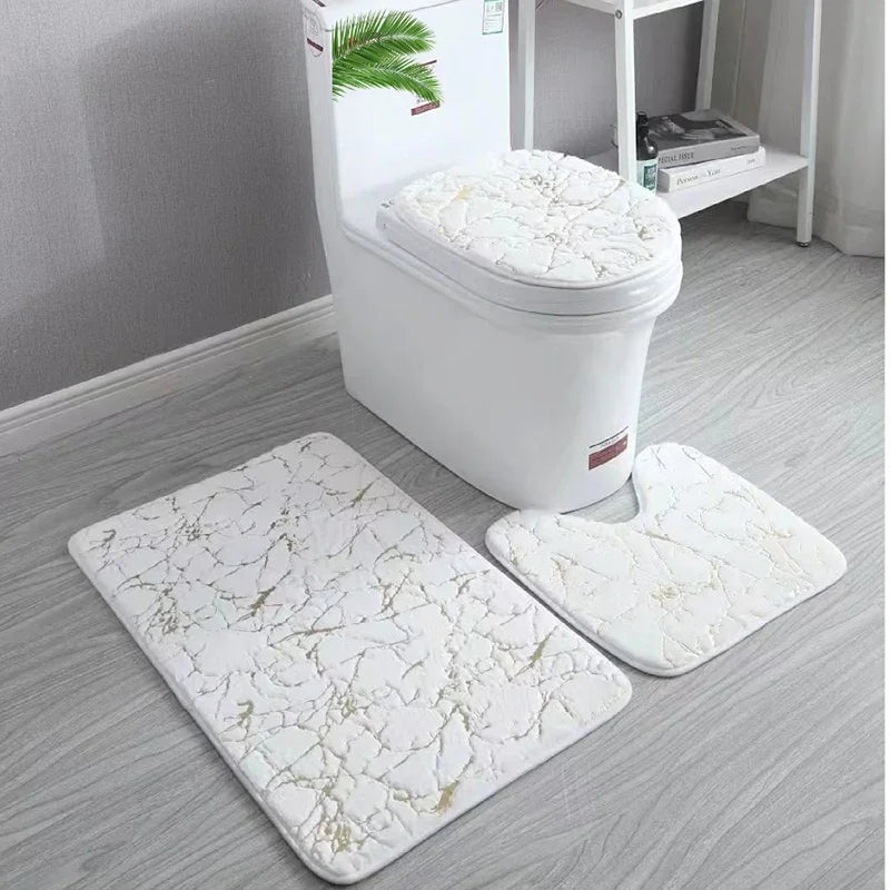 Luxury gold anti-slip toilet Mat Set
