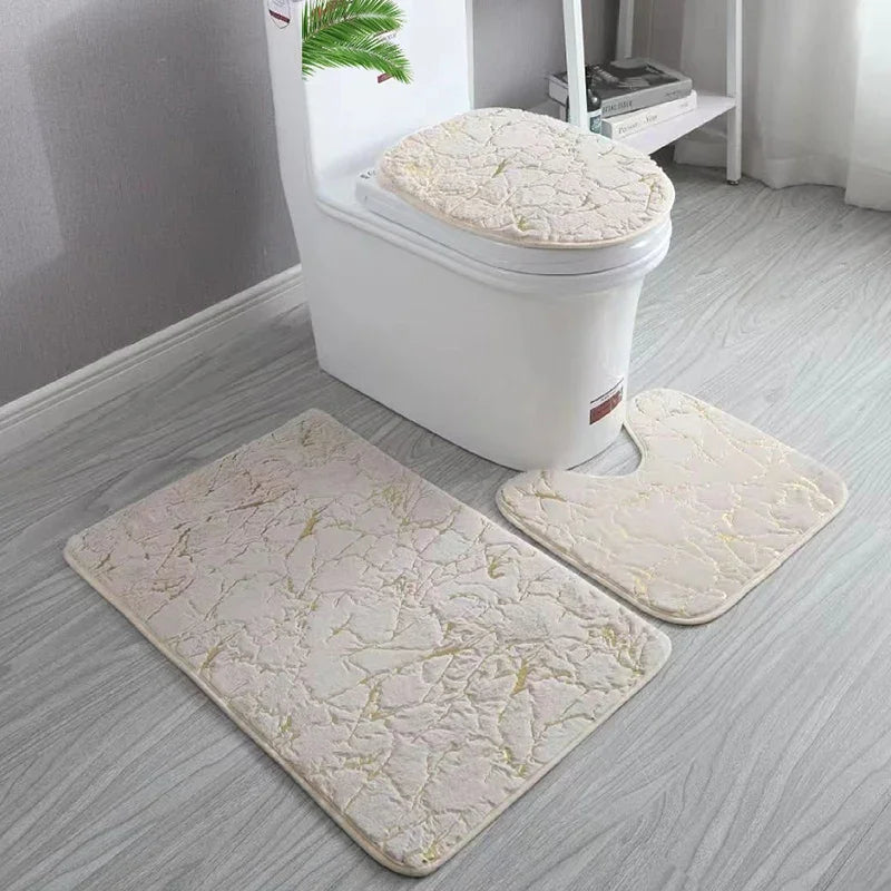 Luxury gold anti-slip toilet Mat Set
