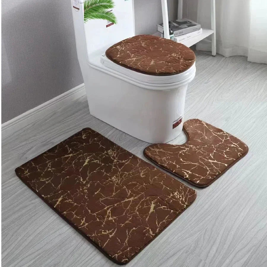 Luxury gold anti-slip toilet Mat Set