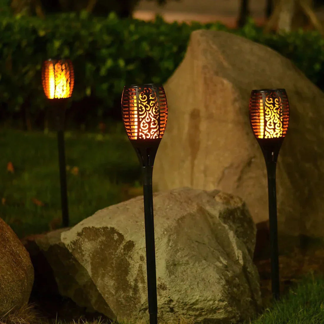 Solar Powered Tiki Torches for Garden Outdoor Decor