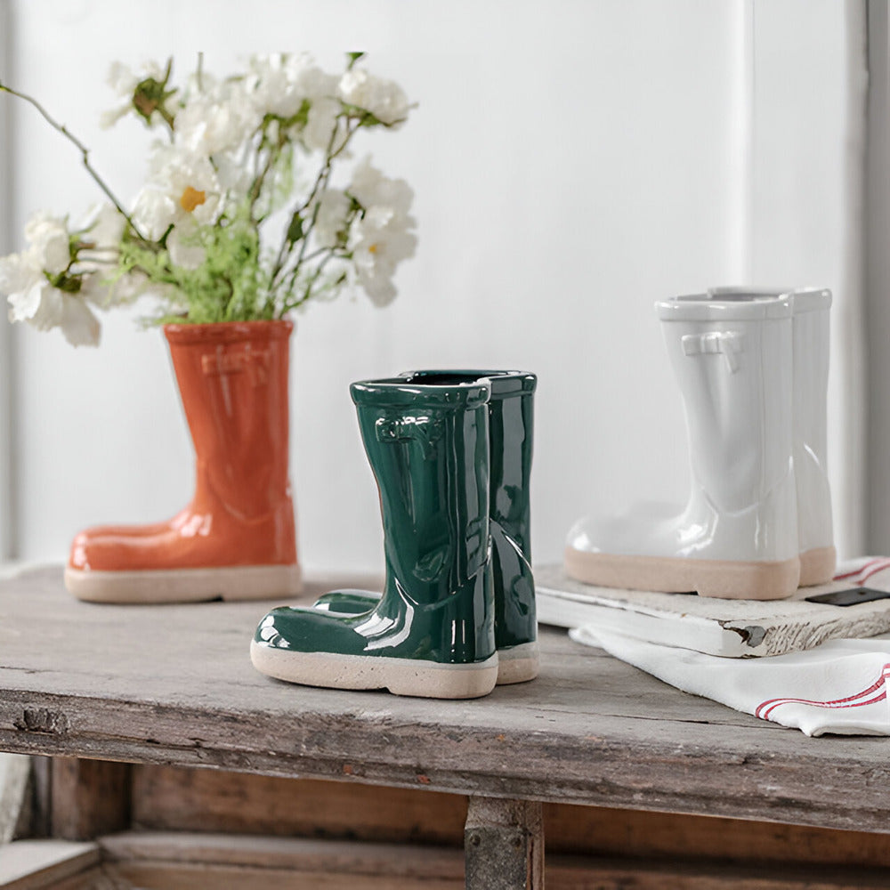 Stylish Ceramic Boot-Shaped Flower Vase