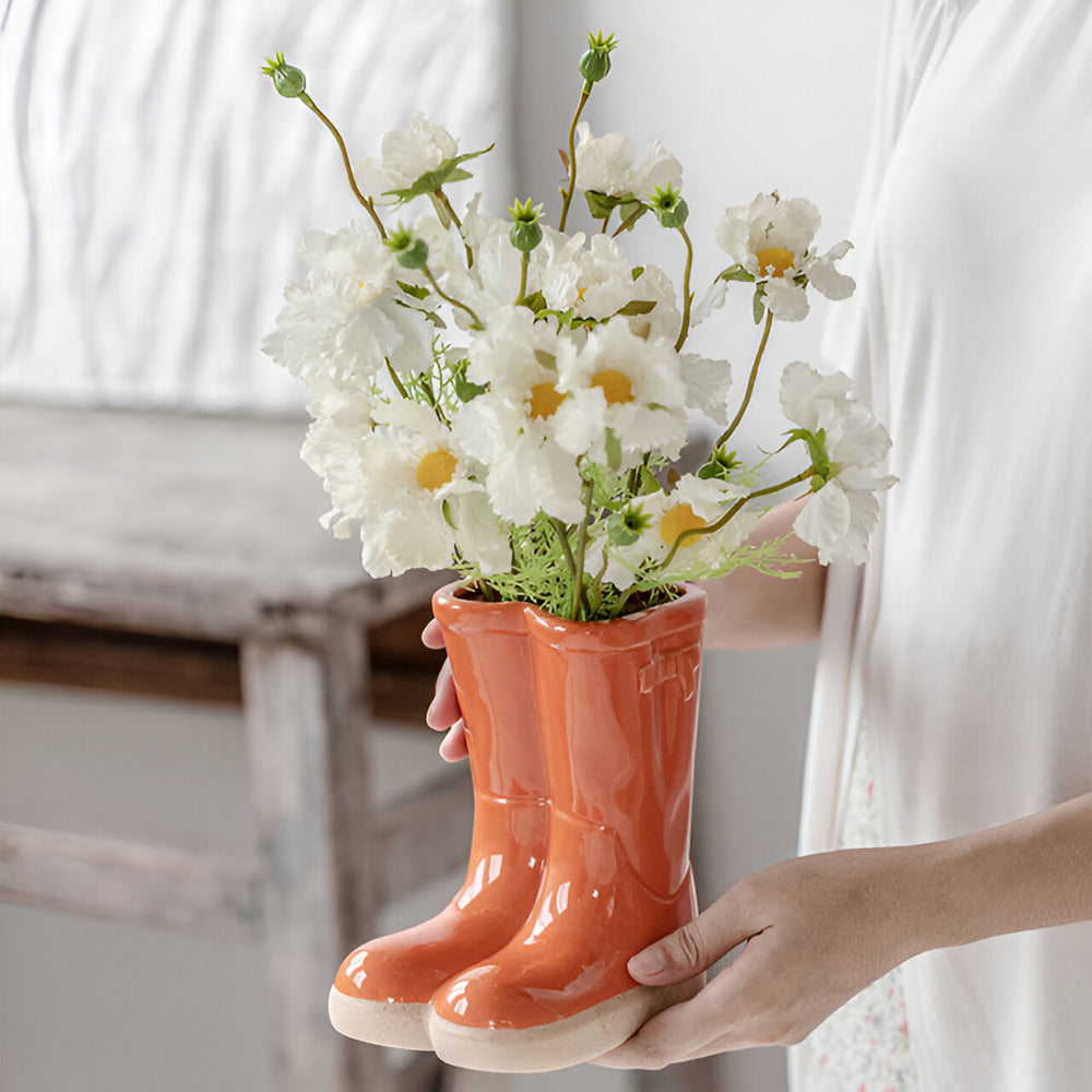 Stylish Ceramic Boot-Shaped Flower Vase