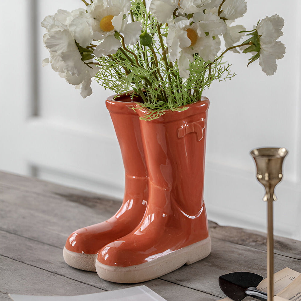 Stylish Ceramic Boot-Shaped Flower Vase