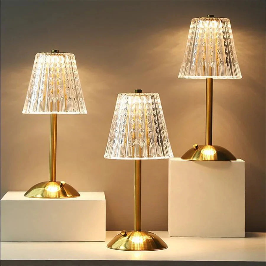 Touch-Activated Crystal Table Lamp for Bedroom and Living Room