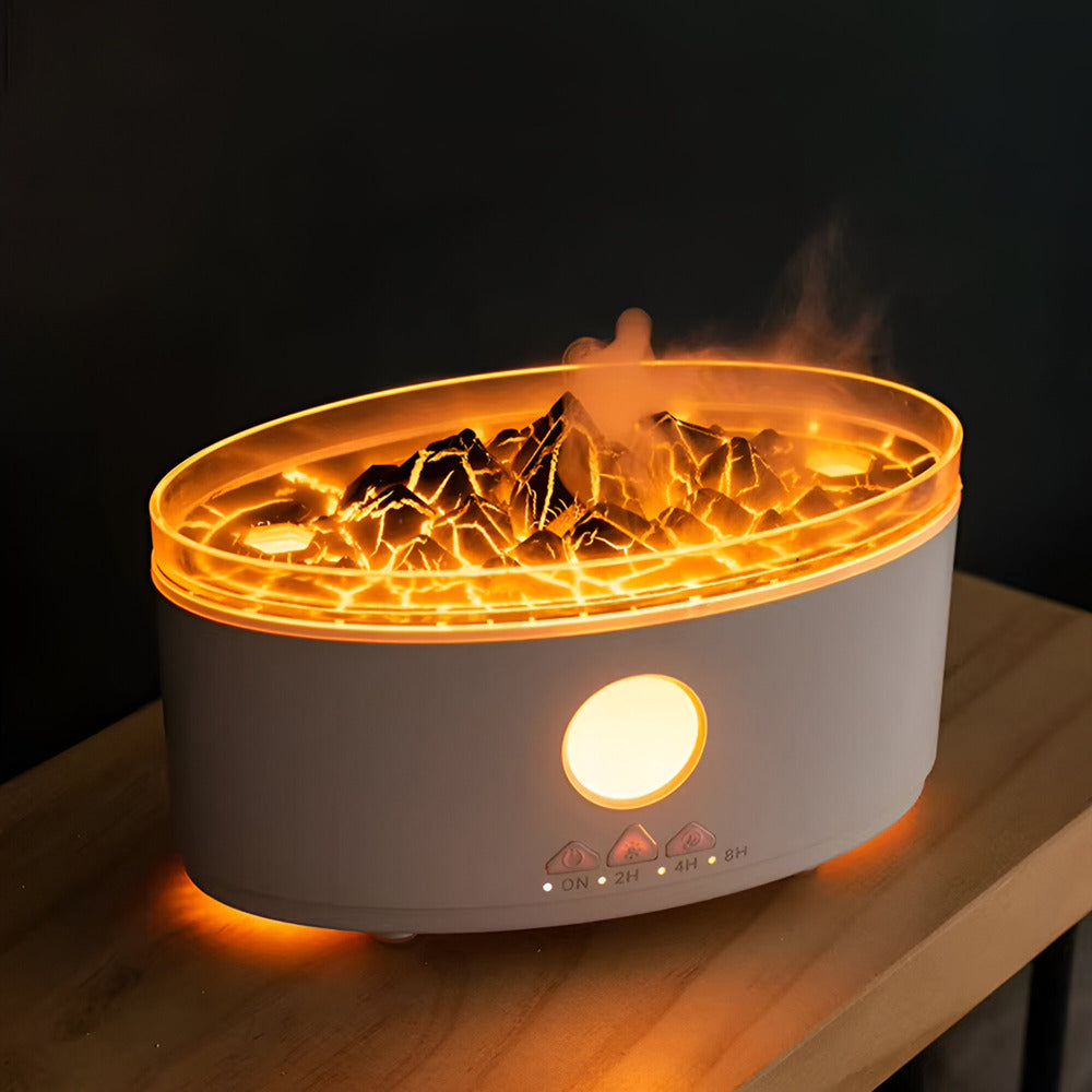 Ultrasone Aromadiffuser en Luchtbevochtiger met Vulkanische Vlam Effect