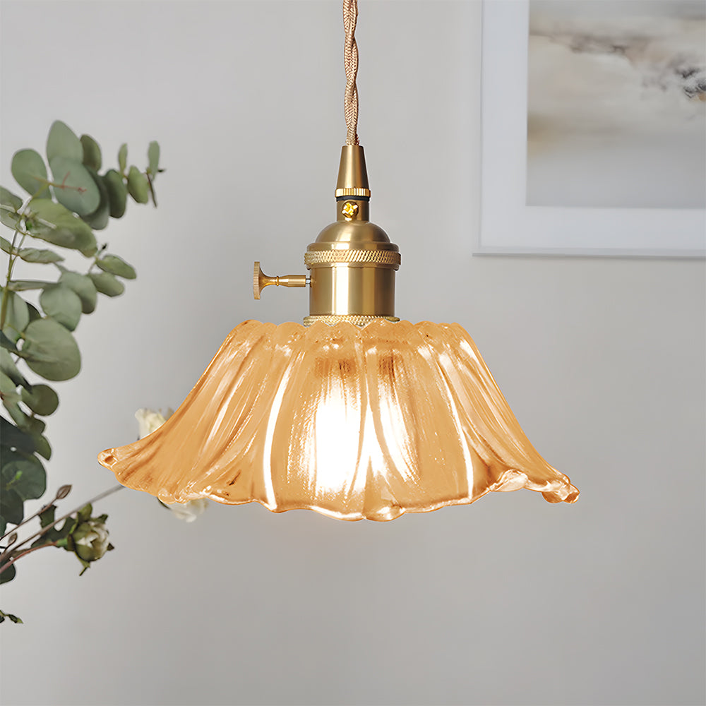 Vintage Floral Glass Pendant Light