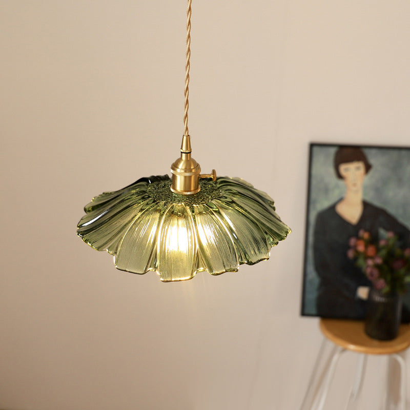 Vintage Floral Glass Pendant Light