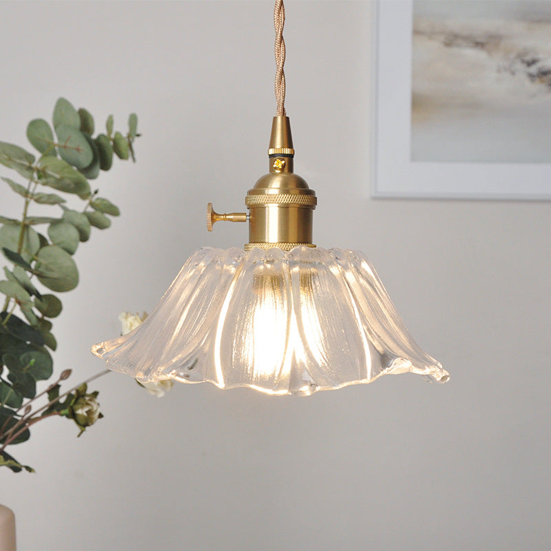 Vintage Floral Glass Pendant Light