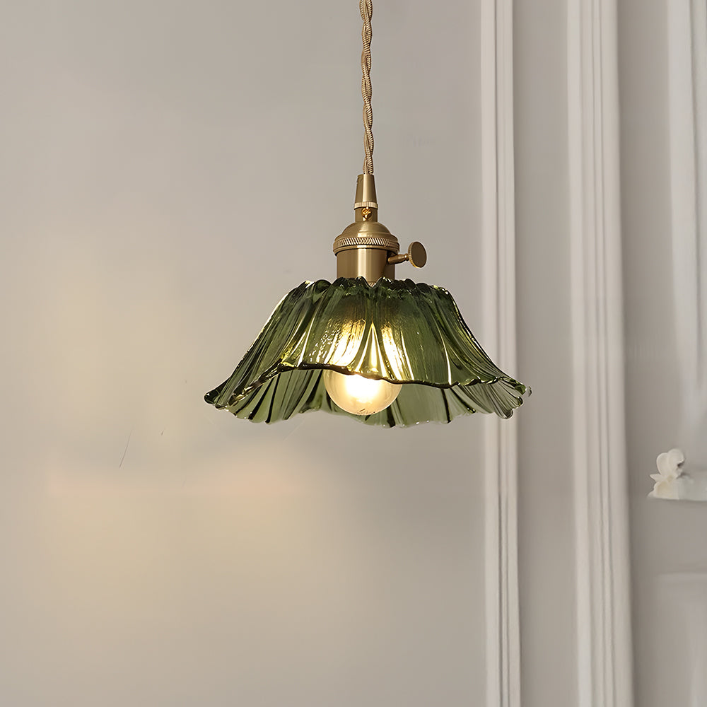 Vintage Floral Glass Pendant Light