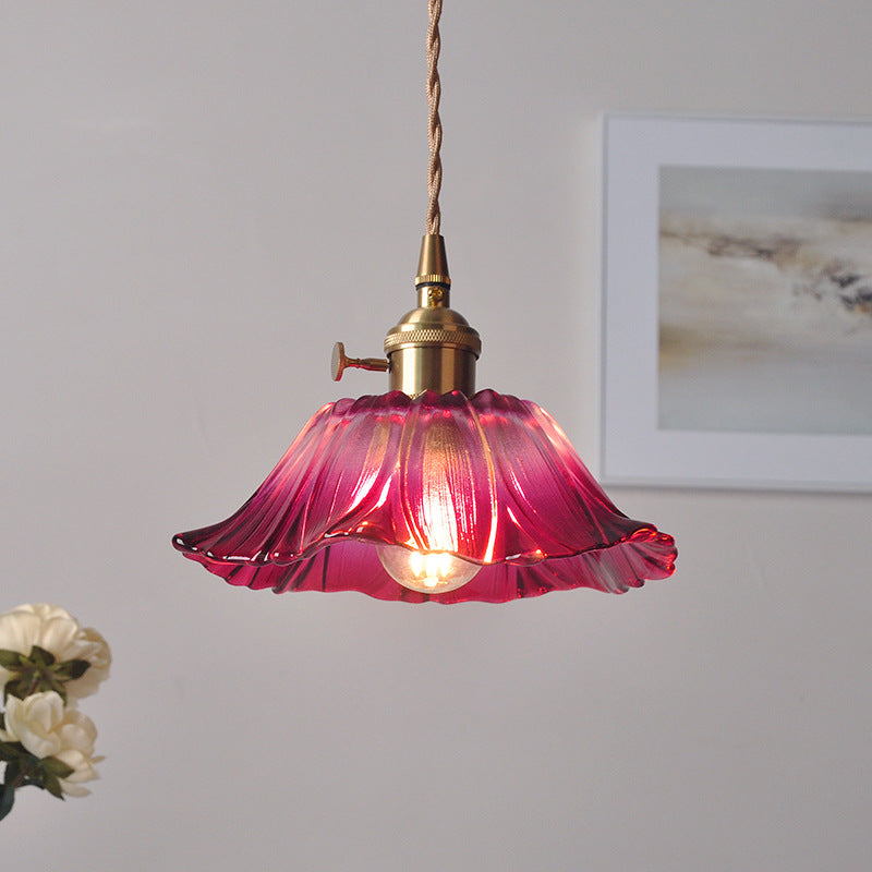 Vintage Floral Glass Pendant Light