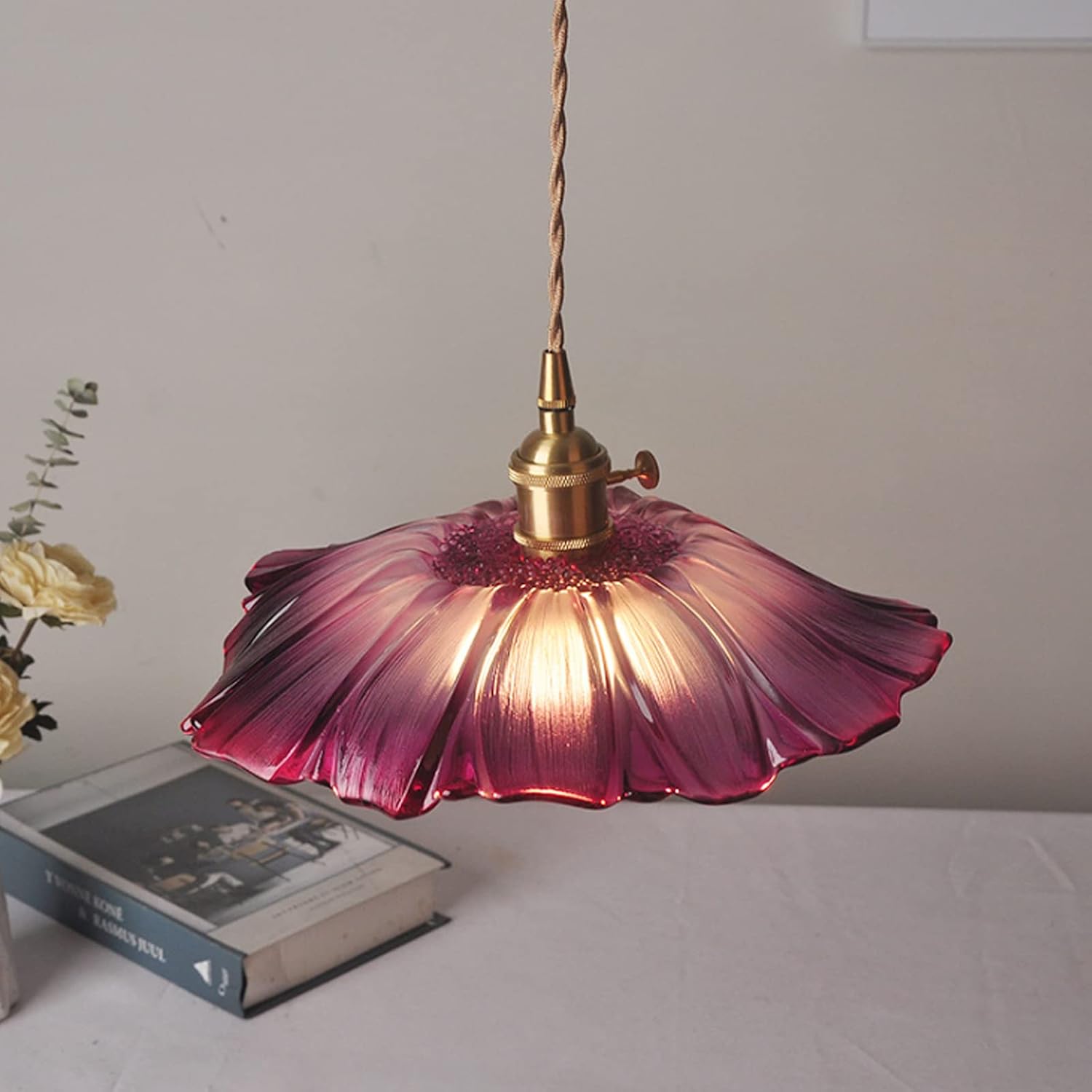 Vintage Floral Glass Pendant Light