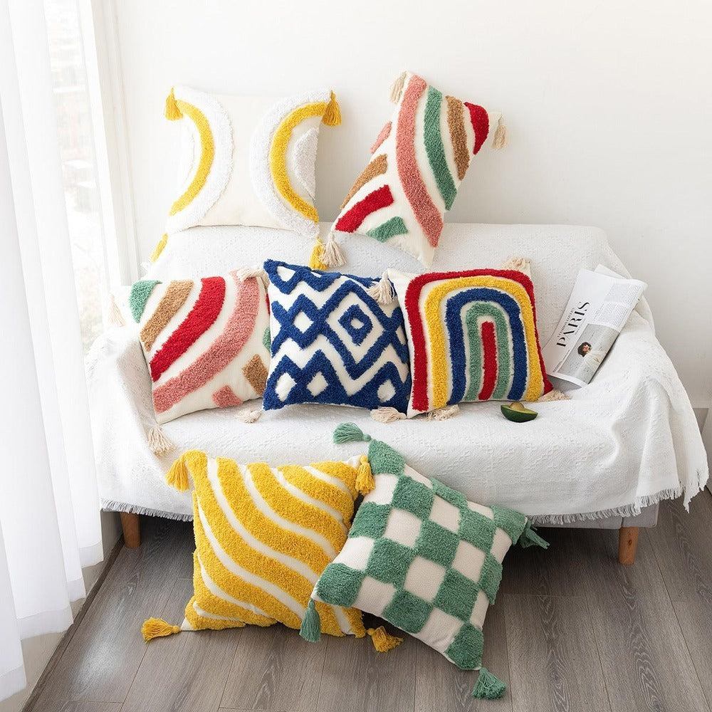 Wavy Checkered Cushion Cover