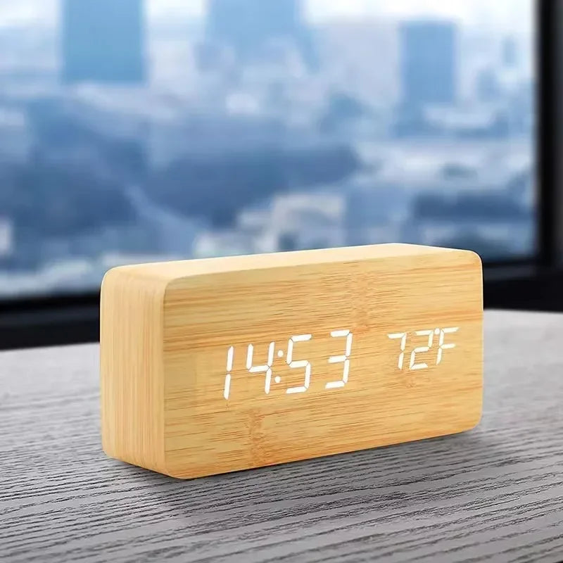 WoodenLuxe | Digital Alarm Clock with Modern LED Display 1
