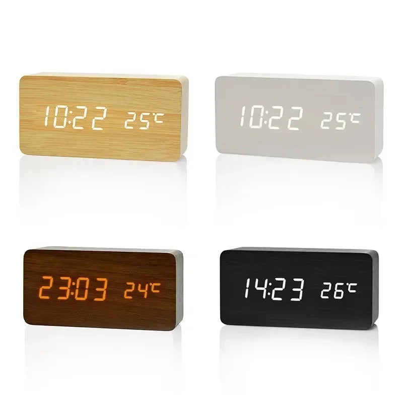 WoodenLuxe | Digital Alarm Clock with Modern LED Display 2