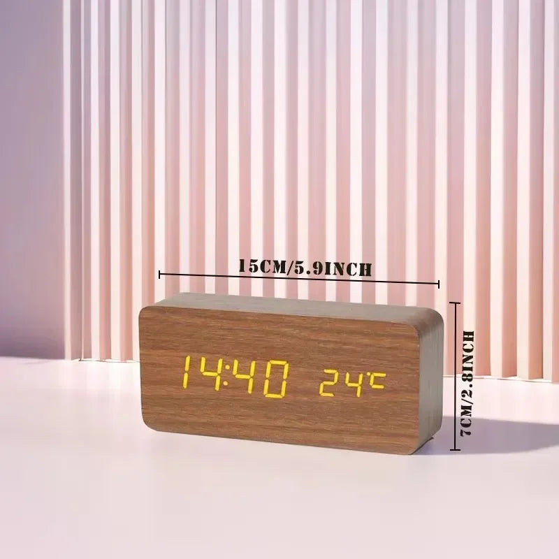 WoodenLuxe | Digital Alarm Clock with Modern LED Display 3