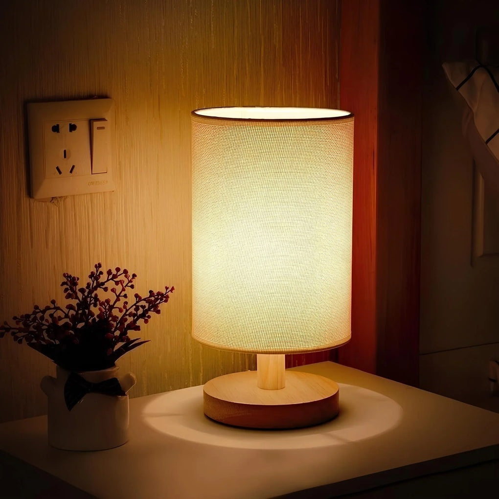 Woodlume | Dimmable Wooden Bedside Lamp with Remote Control 0