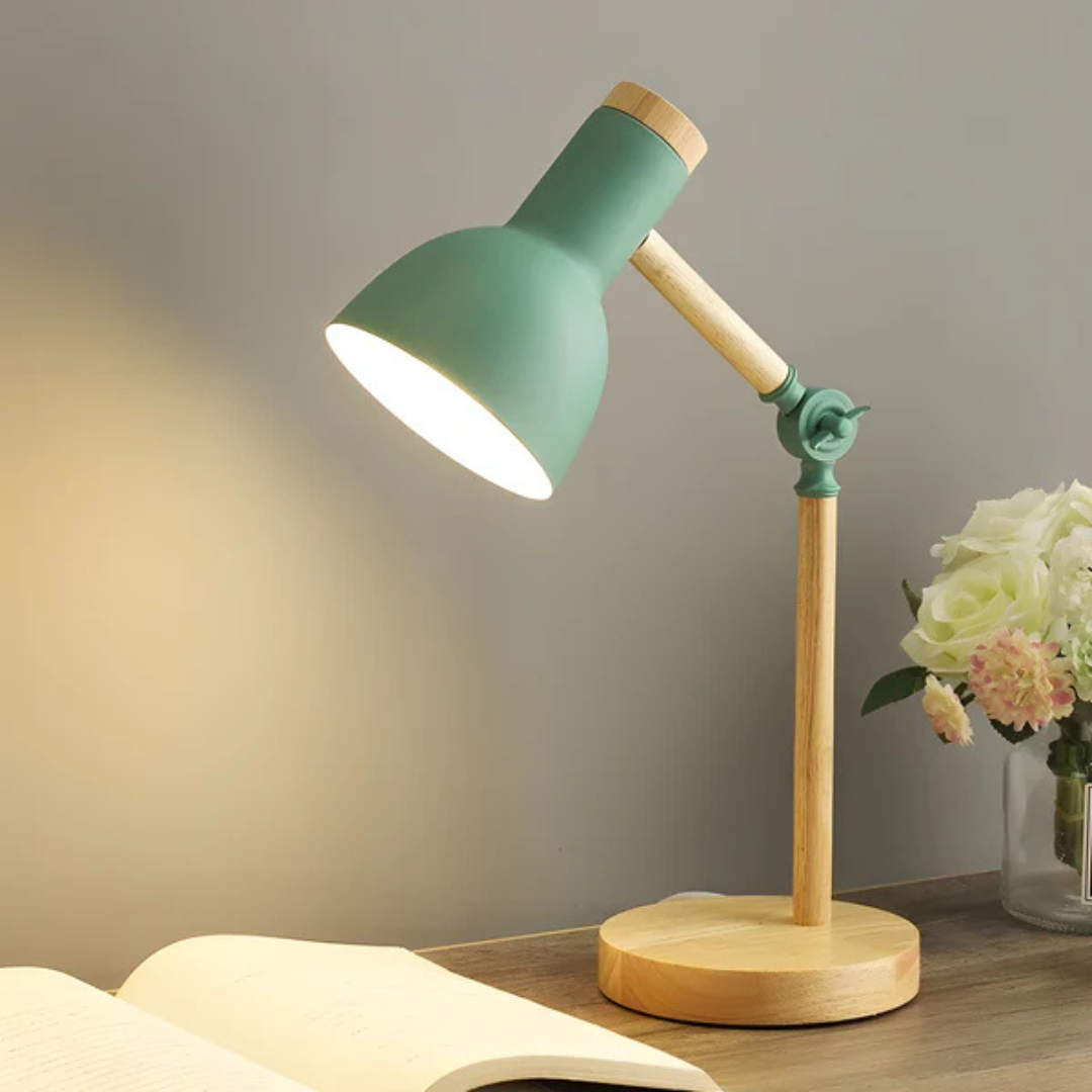 Adjustable Wooden LED Table Lamp with Macaron Design