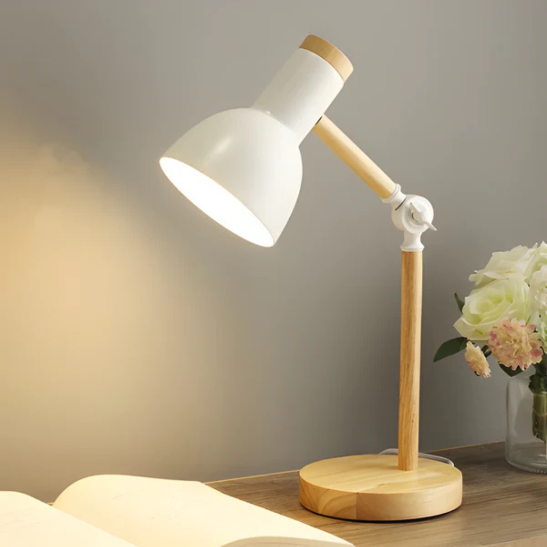 Adjustable Wooden LED Table Lamp with Macaron Design