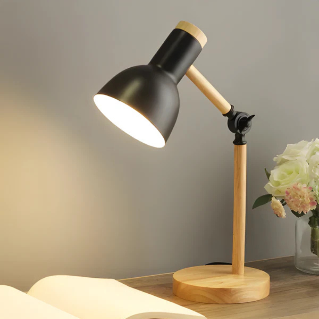 Adjustable Wooden LED Table Lamp with Macaron Design