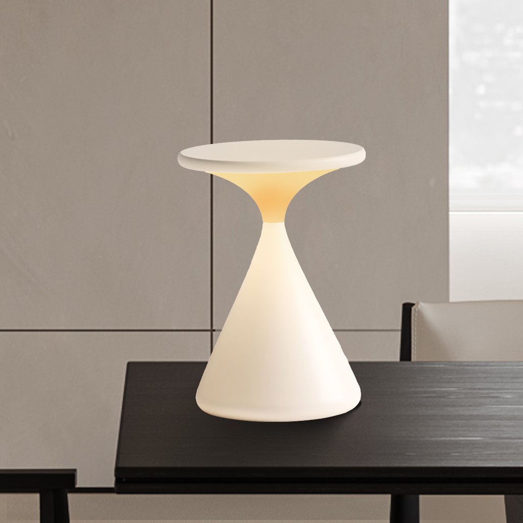 Aeluna | Cordless Table Lamp – Matte White Hourglass Design, Soft Glow 0