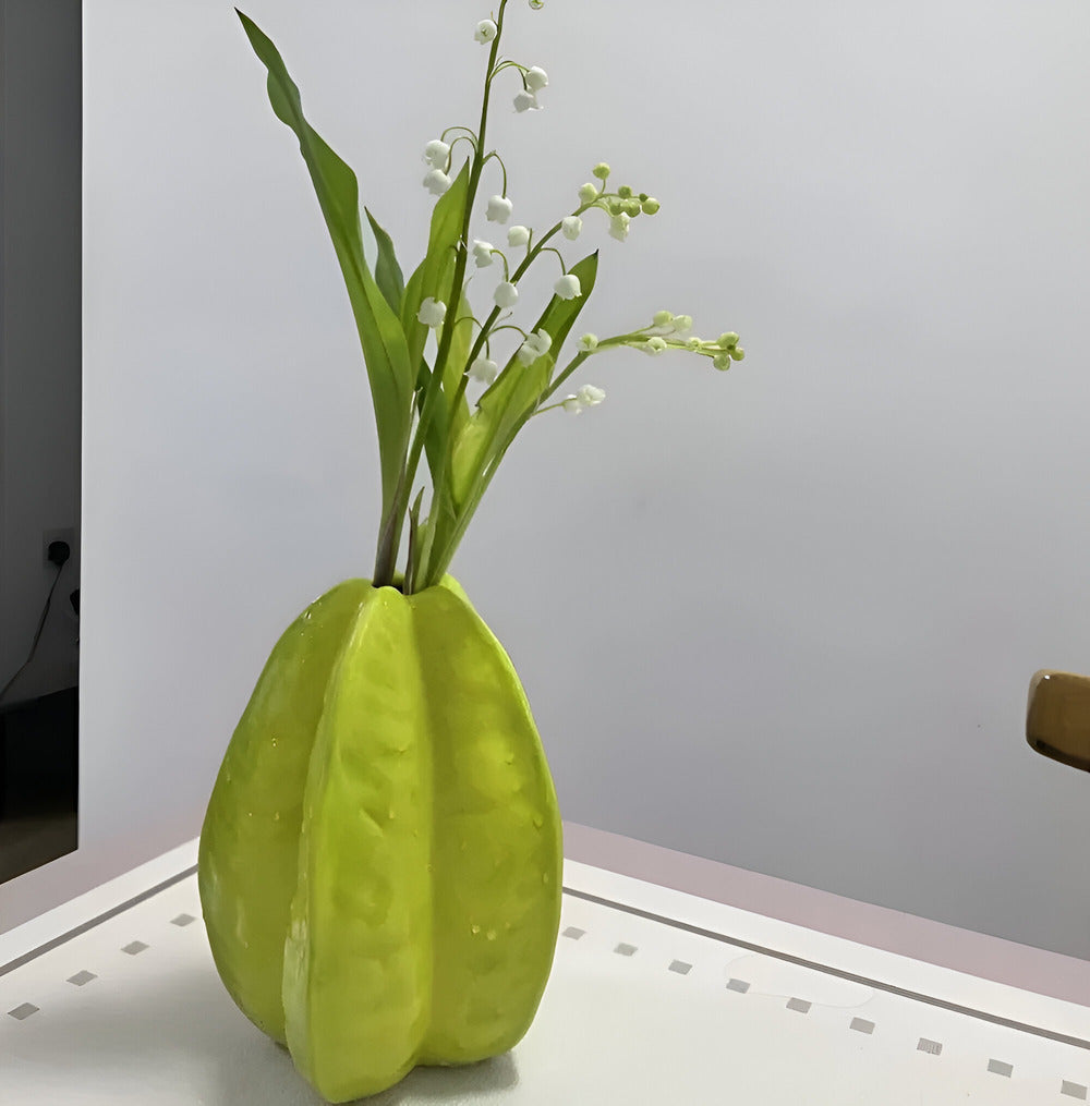 Artisan Ceramic Starfruit-Shaped Flower Vase