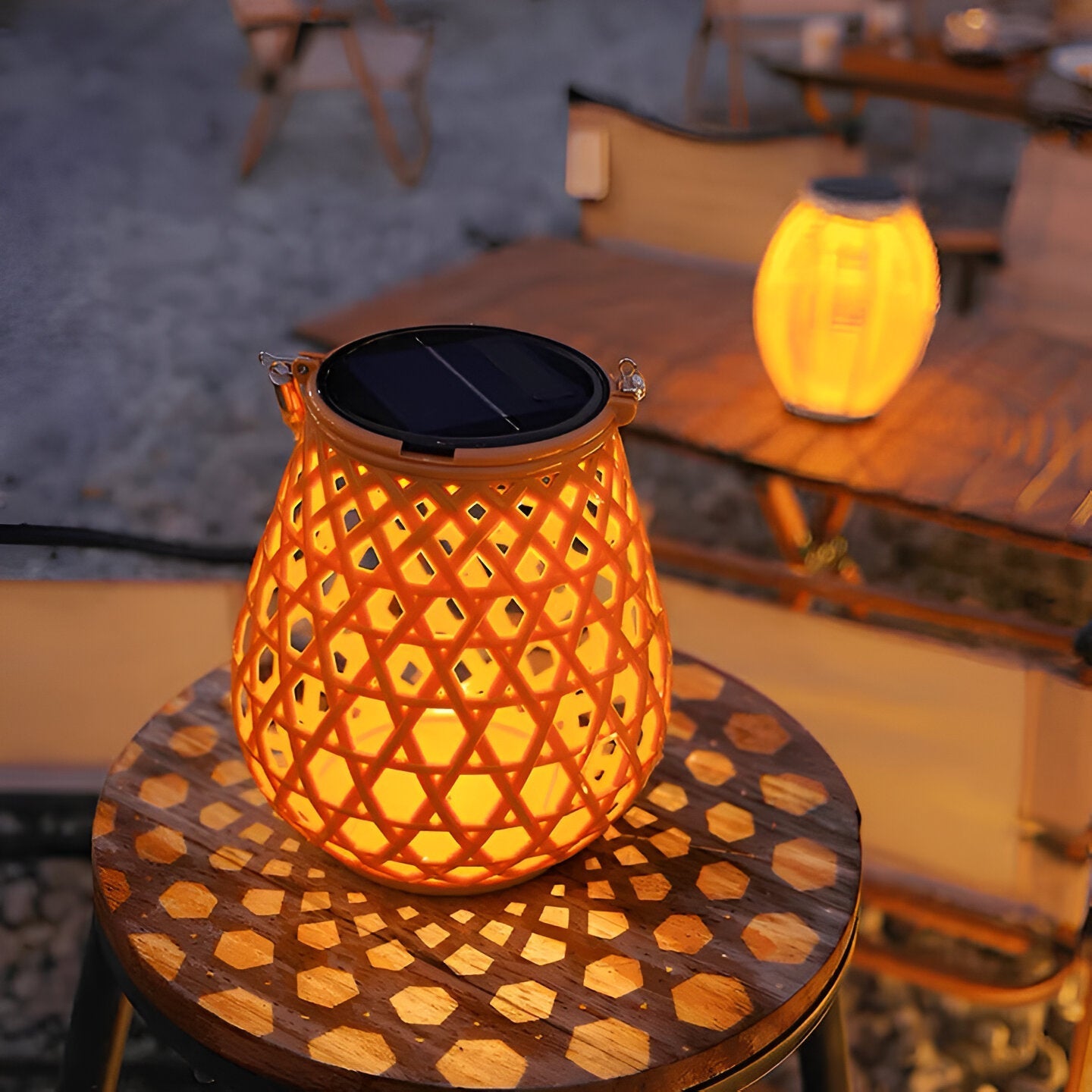 Bamboo-Look Solar Outdoor Lantern for Garden Lighting