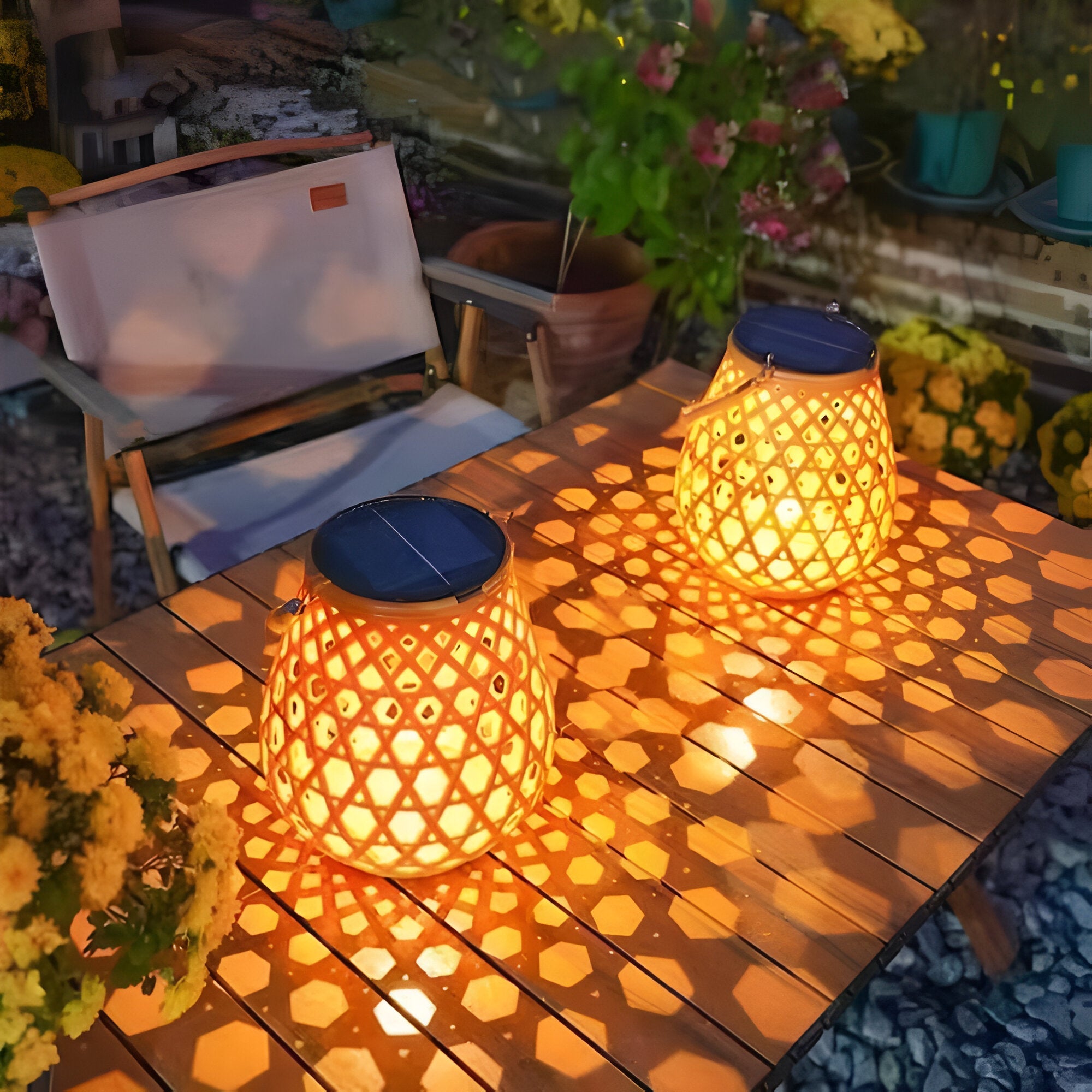 Bamboo-Look Solar Outdoor Lantern for Garden Lighting