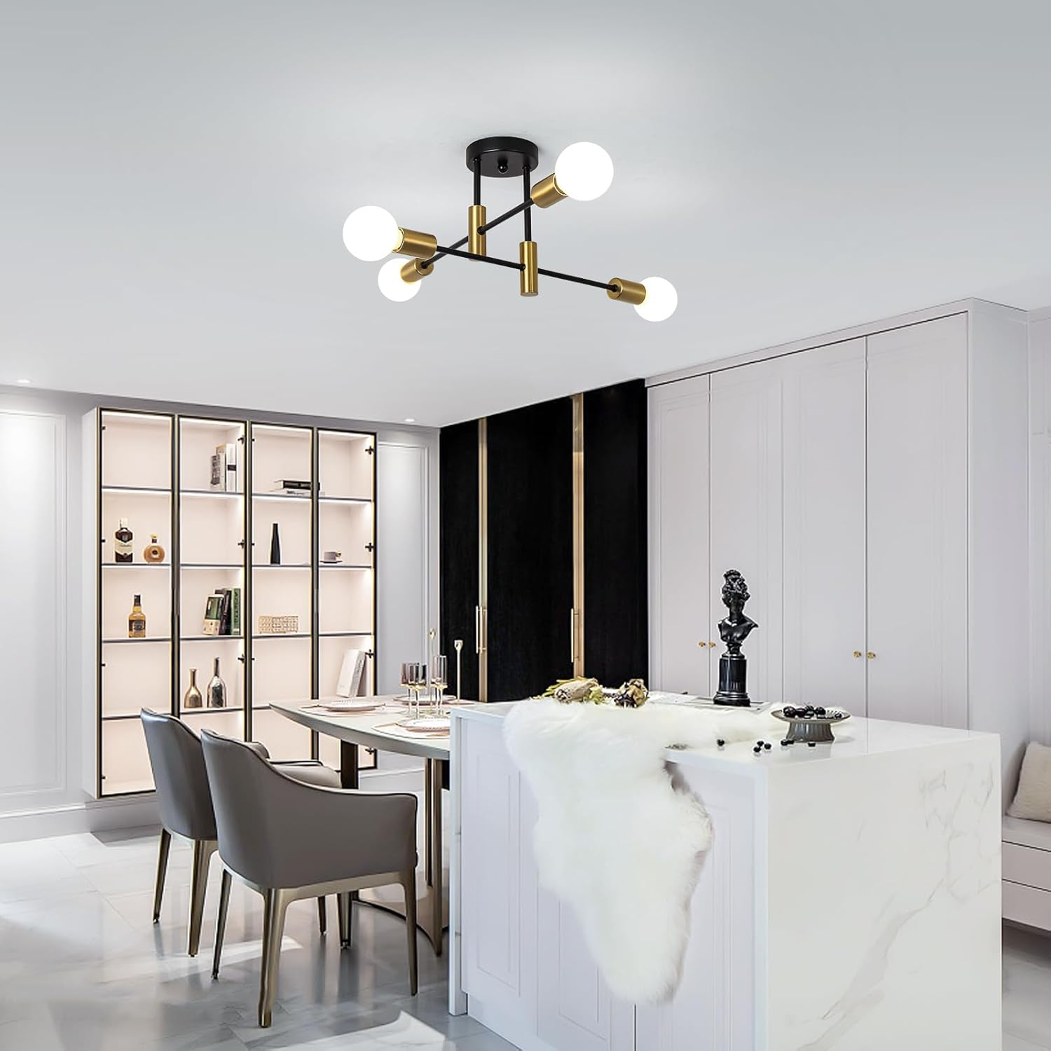 Black LED ceiling light in Nordic style