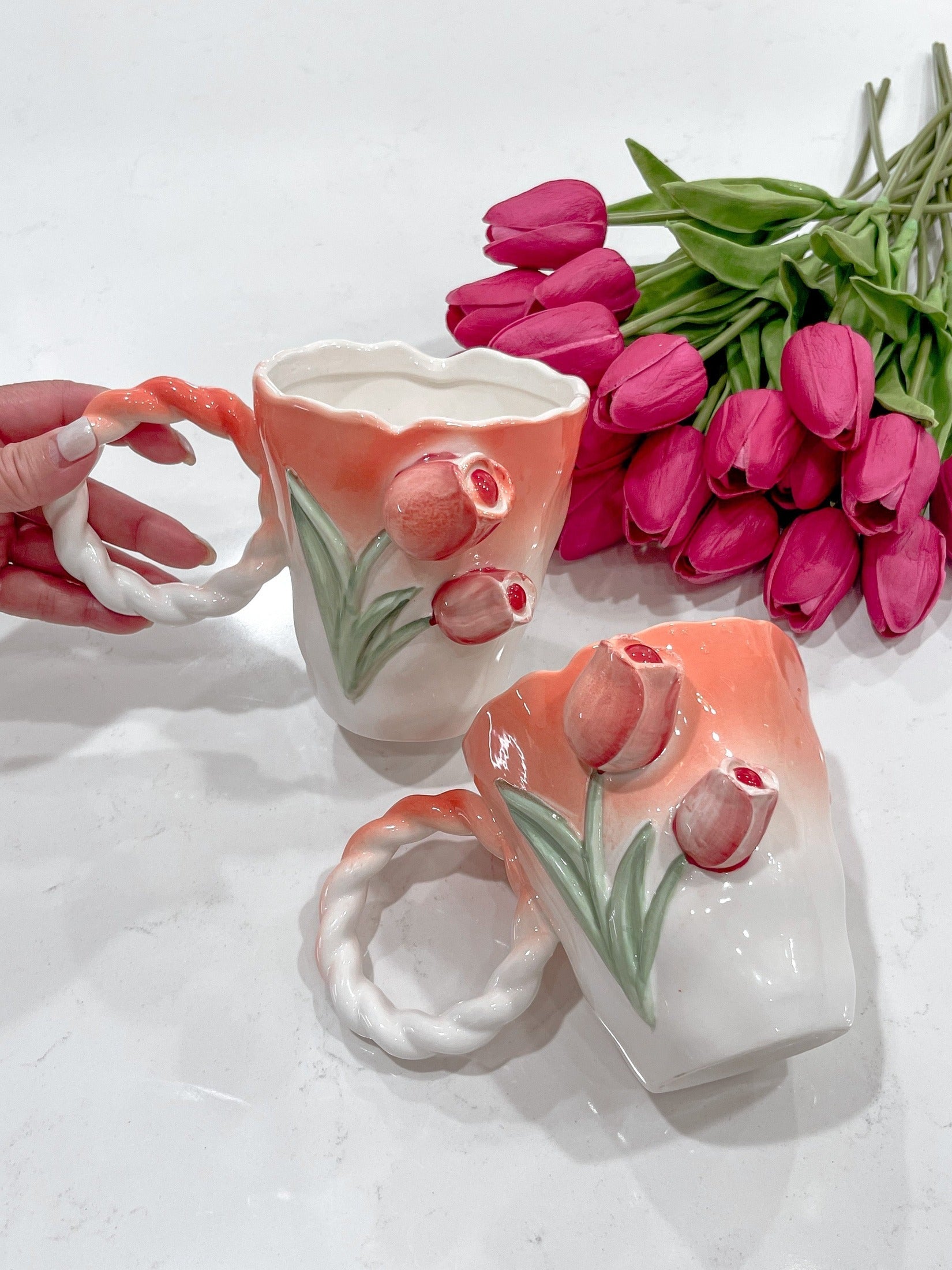 Handbemalte Keramik-Kaffeetasse