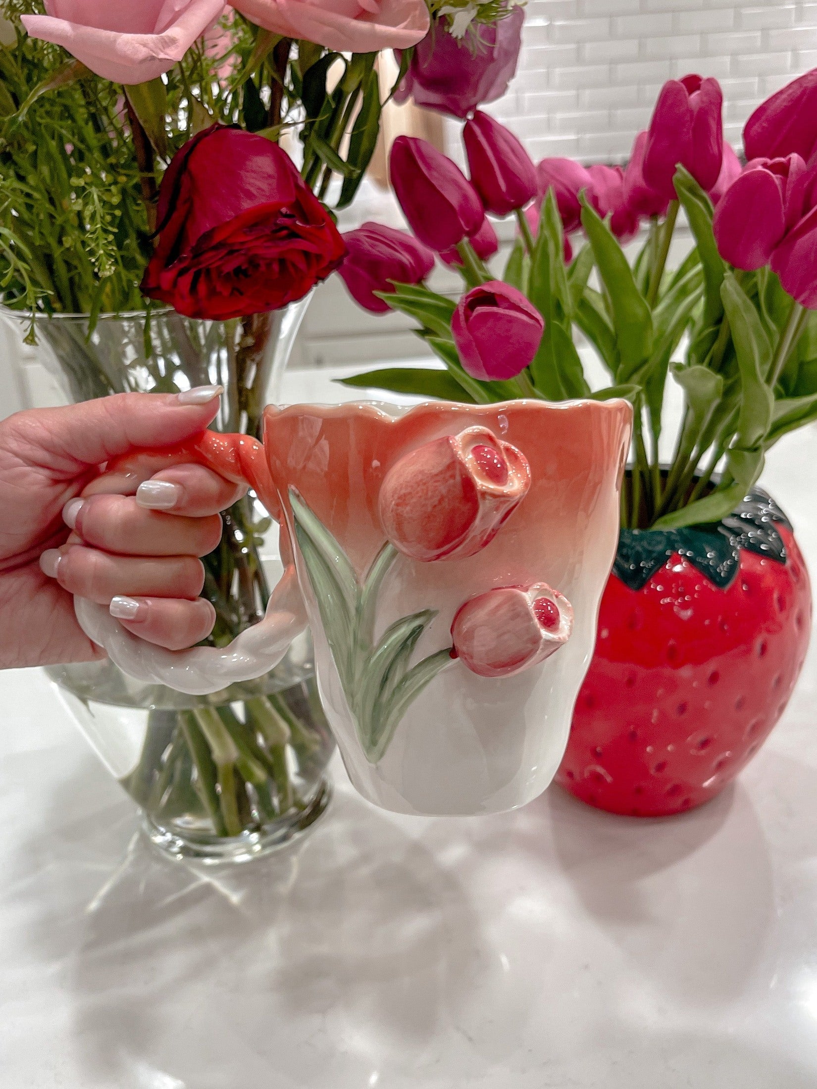 Handbemalte Keramik-Kaffeetasse