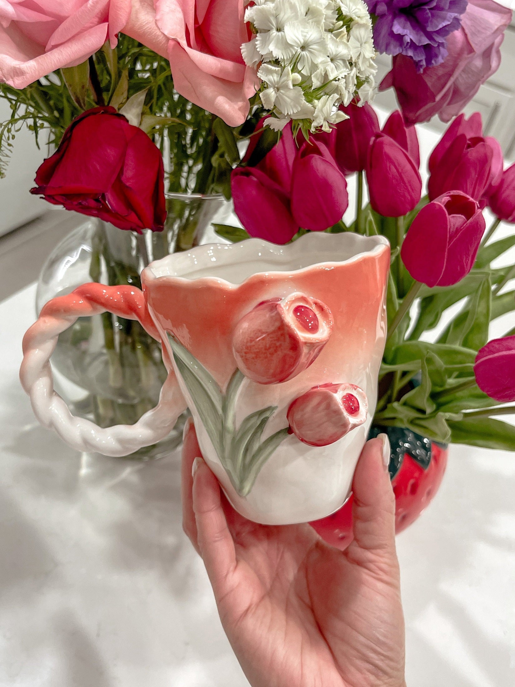 Handbemalte Keramik-Kaffeetasse