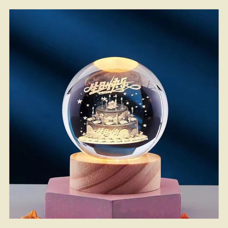 Bolluxia | Lámpara de mesa LED con efecto cristal 3D